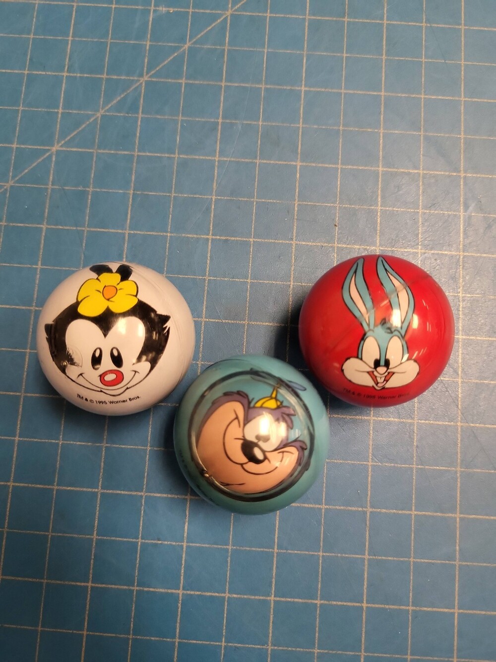 1995 Warner Bros Animaniacs Bouncy Balls Set 3 Wakko Yakko Dot Cartoon
